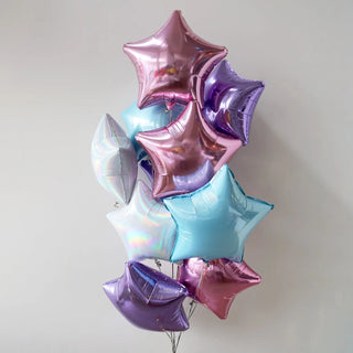 Pink, Purple, Light Blue & Iridescent Unicorn Star Foil Balloon Bouquet