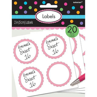Pink Scalloped Labels | Pink Party Supplies