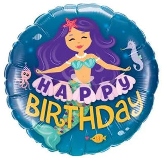 Qualatex | Mermaid Happy Birthday Foil Balloon | Mermaid Party Theme & Supplies