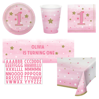 One Little Star Pink Party Essentials - 34 Pieces - SAVE 10%