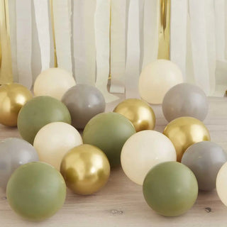 Ginger Ray | Green & Gold Mini Balloons | Neutral Party Supplies NZ