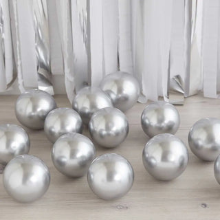 Ginger Ray | Silver Chrome Mini Balloons | Silver Party Supplies NZ
