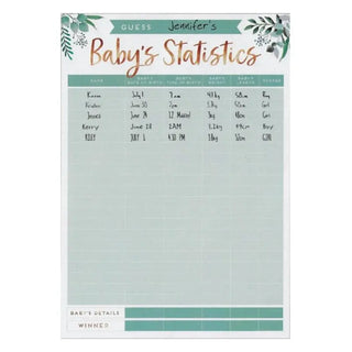 Guess Baby's Statistics Baby Shower Game | Baby Shower Supplies NZ