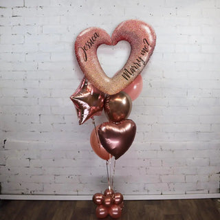 Unknown | custom rose gold heart balloon bouquet | Valentines day party supplies