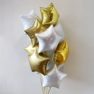  White & Gold Luxe Star Foil Balloon Bouquet