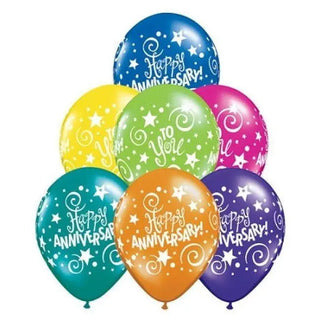 Qualatex | Happy Anniversary Stars & Swirls Balloon  