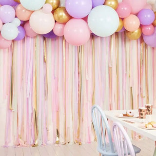 Ginger ray | pastel streamers and balloon party backdrop | pastel party supplies nz