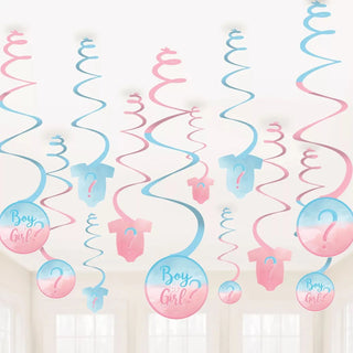 Gender Reveal | Baby Shower | Boy or Girl | Hanging Decorations | Swirl Decorations 