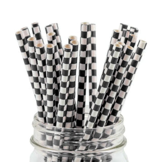 Checkered Paper Straws | Racing Car Party Supplies