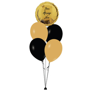 Black & Gold Personalised Balloon Bouquet | Black & Gold Party Supplies