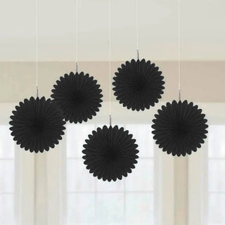 Black Mini Paper Fans | Black Party Decorations