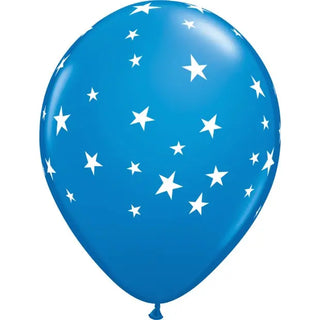 Qualatex | Blue Contempo latex balloon with white stars | Space party supplies 