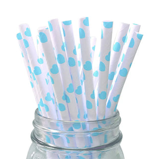 Blue Heart Paper Straws | Blue Party Supplies NZ