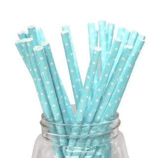 Baby Blue Dot Paper Straws | Blue Party Supplies