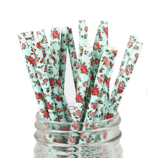 Blue Floral Straws | Tea Party Supplies