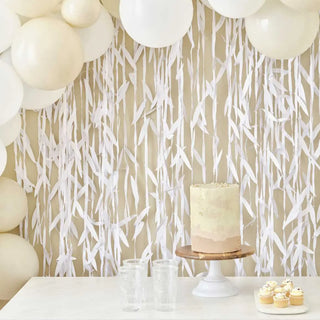 Ginger Ray | White Leaf Ribbon Backdrop | Wedding Supplies NZ