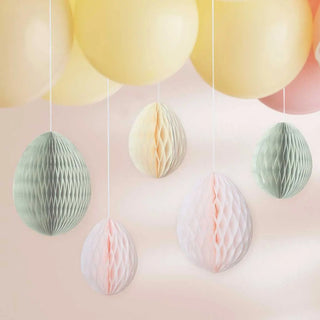 Ginger Ray | Pastel Honeycomb Hanging Easter Egg Decorations | Easter Decorations NZ