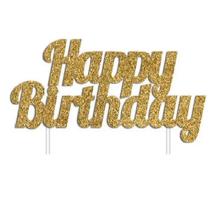 Happy Birthday Cake Topper - Gold | 21st Birthday Party Theme & Supplies | Artwrap