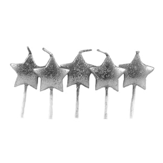 Mini Star Candles - Silver Glitter | Anniversary Party Theme & Supplies | Alpen