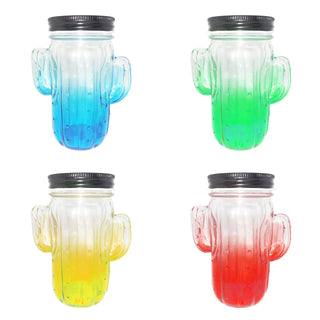 Frosted Glass Cactus Drinking Jar | Fiesta Party Supplies NZ