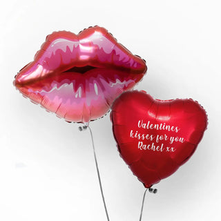 Valentines Kisses Personalised Foil Duo by Pop Balloons