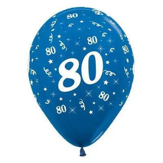 Sempertex | 6 Pack Age 80 Balloons - Metallic Blue