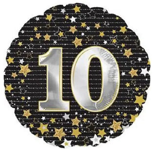 Gold Stars 10th Birthday Foil Balloon | 10th Birthday Party Theme & Supplies | Anagram