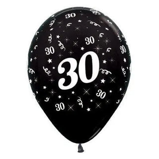 Sempertex | 6 Pack Age 30 Balloons - Metallic Black
