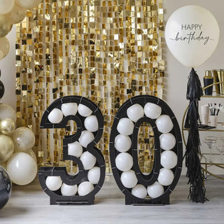 Ginger Ray | Black 30th Balloon Mosaic Decoration | 30th Birthday Party Supplies NZ