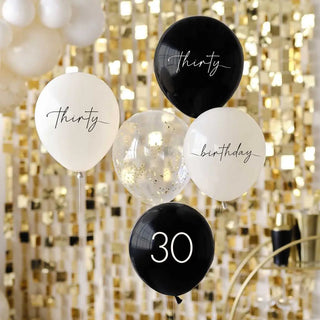 Ginger Ray | Champagne Noir 30th Birthday Balloons | 30th Birthday Party Supplies NZ