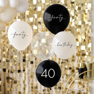 Ginger Ray | Champagne Noir 40th Birthday Balloons | 40th Birthday Party Supplies NZ