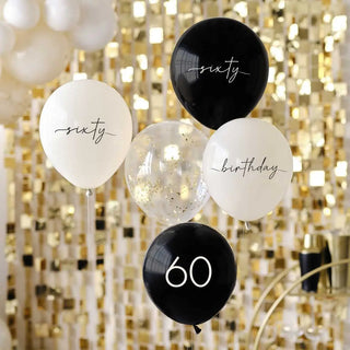 Ginger Ray | Champagne Noir 60th Birthday Balloons | 60th Birthday Party Supplies NZ