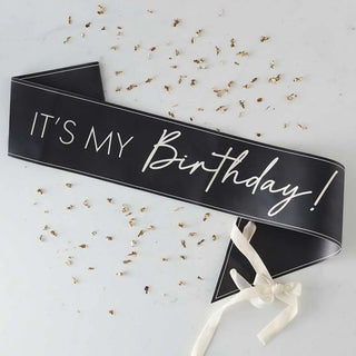Ginger Ray | Black & Nude It's My Birthday Sash | Black Party Supplies NZ