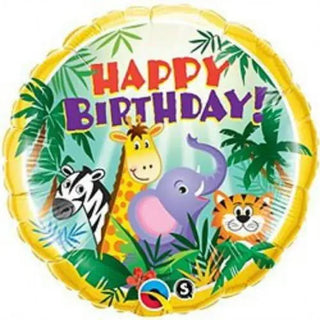 Qualatex | Happy Birthday Jungle Friends Foil Balloon | Jungle Animal Party Theme & Supplies