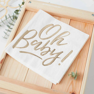 Ginger Ray Oh Baby! Napkins - Lunch | Gender Reveal Party Theme & Supplies