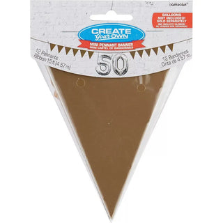 Gold Mini Pennant Banner | Gold Party Supplies