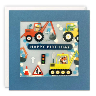 James Ellis | Happy Birthday Diggers Shakies Card | Construction Party Supplies NZ