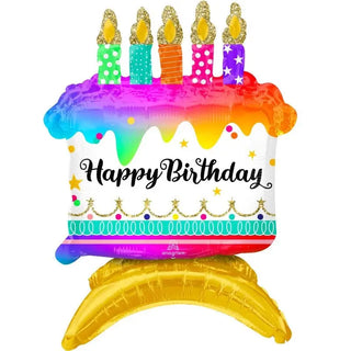 Rainbow Birthday Cake Air-Fill Balloon | Rainbow Party Supplies