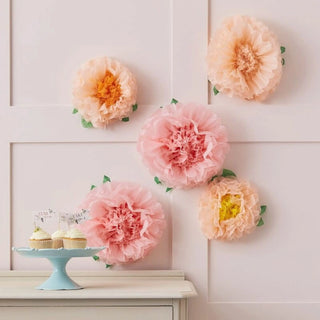 Ginger Ray | Let's ParTea Flower Pom Poms | Tea Party Supplies