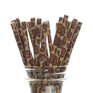 Dark Leopard Print Straws | Safari Animal Party Supplies