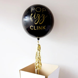Pop Fizz Clink Black Personalised Orbz Balloon