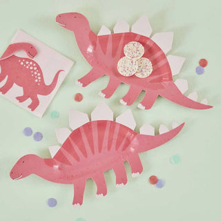 Ginger Ray | Pink Dinosaur Plates | Pink Dinosaur Party Supplies NZ