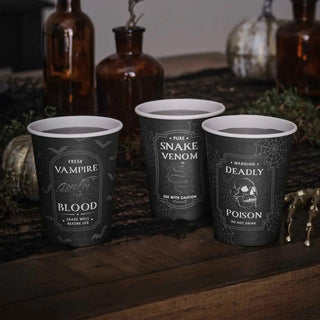 Ginger Ray | Black Potion Label Halloween Party Cups | Halloween Party Supplies NZ
