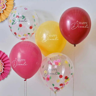 Ginger Ray | Multicoloured Happy Diwali Balloons | Diwali Party Supplies NZ