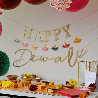 Ginger Ray | Gold Happy Diwali Banner | Diwali Party Supplies NZ