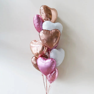 Rose Gold, Pink & White Blush Heart Foil Balloon Bouquet