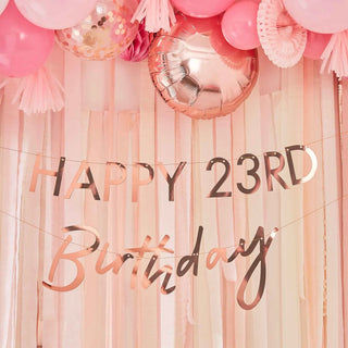 Ginger Ray | Rose Gold Birthday Banner | Rose Gold Party Supplies