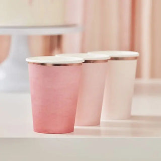 Ginger Ray | Pink & Rose Gold Ombre Cups | Pink Party Supplies