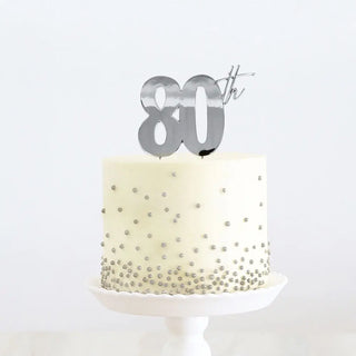 80th Silver Cake Topper | 80th Birthday Party Theme & Supplies |