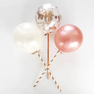 Rose Gold Blush Balloon Cake Topper Set